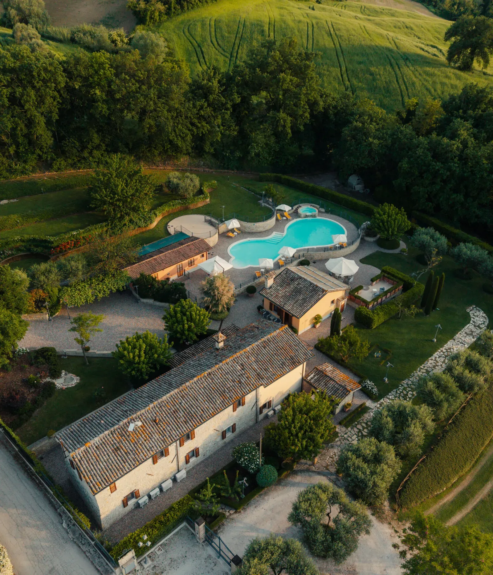 Drone view of Le Fontanelle Country House 2